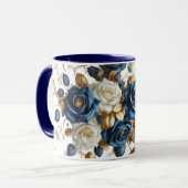 Cobalt White Flowers Tasse (Vorderseite Links)