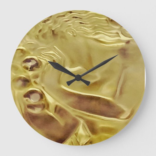 CobaltMoonDesign, Lalique Design Gold, Wall Clock Große Wanduhr (Vorderseite)