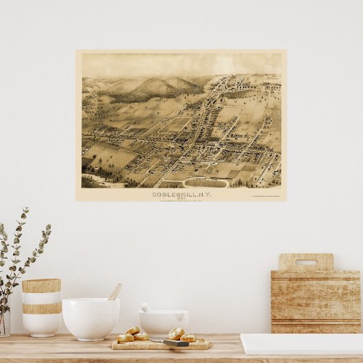 Cobbleskill, NY Panoramic Map - 1883 Poster (Küche)