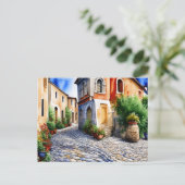 Cobblesteinweg im mediterranen Rahmen Postkarte (Stehend Vorderseite)