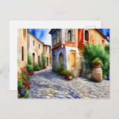 Cobblesteinweg im mediterranen Rahmen Postkarte (Vorne/Hinten)