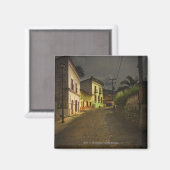 Cobblestone Road & Yellow Gebäude in Mexiko Magnet (Vorderseite/Rückseite)