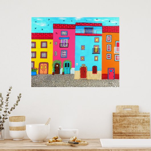 Cobblestone Straßen von Sardinien Poster (Küche)