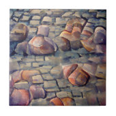 Cobblestone Street Grafik Art Fliese (Vorderseite)