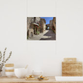 Cobblestone street, stone buildings, historic poster (Küche)