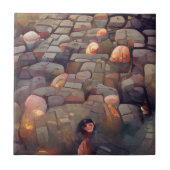 Cobblestones dunkle Fantasy-Erde Lava Grafik Kunst Fliese (Vorderseite)