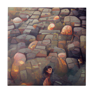 Cobblestones dunkle Fantasy-Erde Lava Grafik Kunst Fliese