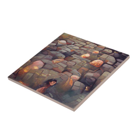 Cobblestones dunkle Fantasy-Erde Lava Grafik Kunst Fliese (Seite)