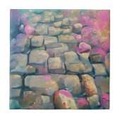 Cobblestones Liebe rosa Grafik Fliese (Vorderseite)