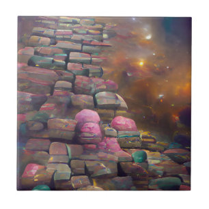 Cobblestones mystische rosa grüne grafische Kunst Fliese