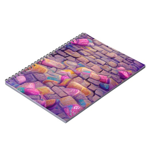 Cobblestones psychedelische Farben grafische Kunst Notizblock (Linke Seite)