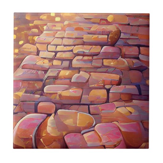 Cobblestones Rose Goldgrafik Fliese (Vorderseite)
