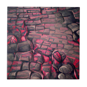 Cobblestones rote schwarze Sterbegrafik Fliese