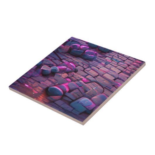 Cobblestones synthwave farbige grafische Kunst Fliese (Seite)
