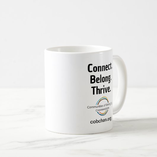 CoBC-Tasse - Connect Belong Thrive Kaffeetasse (VorderseiteRechts)