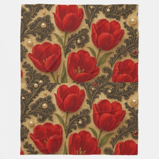 COBERTOR Tulipas e Renda DESIGN Fleecedecke (Vorderseite)