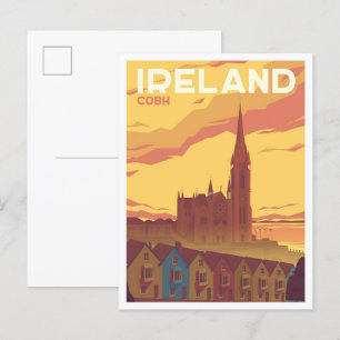 Cobh Irland Kunst Vintage Reise Illustration Postkarte