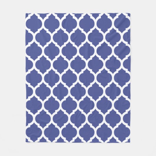 Coblat Blue Marokkanisches Quatrefolienmuster Fleecedecke (Vorderseite)