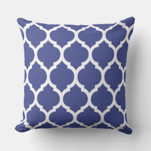Coblat Blue Marokkanisches Quatrefolienmuster Kissen
