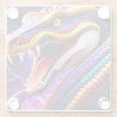 Cobra-farbige rote und gelbe Waage Glasuntersetzer (Rückseite)