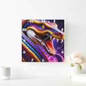 Cobra-farbige rote und gelbe Waage Quadratische Wanduhr (Zuhause)