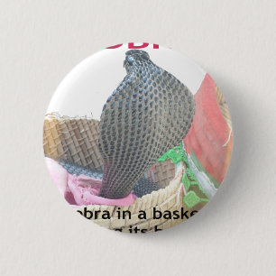 Cobra in Basket Art Print Button