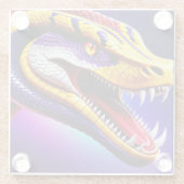 Cobra-lila, lebhafte, weiße und gelbe Waage Glasuntersetzer (Rückseite)