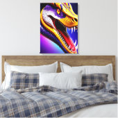 Cobra-lila, lebhafte, weiße und gelbe Waage Leinwanddruck (Insitu (Schlafzimmer))