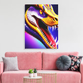 Cobra-lila, lebhafte, weiße und gelbe Waage Leinwanddruck (Insitu (Wohnzimmer))