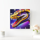 Cobra-lila, lebhafte, weiße und gelbe Waage Quadratische Wanduhr (Zuhause)