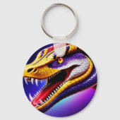 Cobra-lila, lebhafte, weiße und gelbe Waage Schlüsselanhänger (Vorderseite)