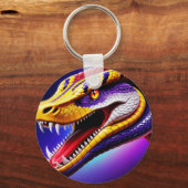 Cobra-lila, lebhafte, weiße und gelbe Waage Schlüsselanhänger (Vorderseite)