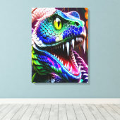 Cobra-Schlange mit kräftigen türkisfarbenen und bl Leinwanddruck (Insitu (Holzboden))