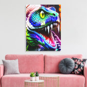 Cobra-Schlange mit kräftigen türkisfarbenen und bl Leinwanddruck (Insitu (Wohnzimmer))