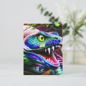 Cobra-Schlange mit kräftigen türkisfarbenen und bl Postkarte (Stehend Vorderseite)