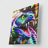 Cobra-Schlange mit kräftigen türkisfarbenen und bl Quadratische Wanduhr (Winkel)