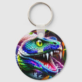 Cobra-Schlange mit kräftigen türkisfarbenen und bl Schlüsselanhänger (Vorderseite)