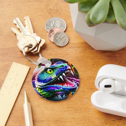 Cobra-Schlange mit kräftigen türkisfarbenen und bl Schlüsselanhänger (Schreibtisch)