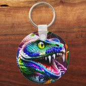 Cobra-Schlange mit kräftigen türkisfarbenen und bl Schlüsselanhänger (Vorderseite)