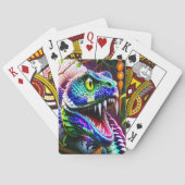 Cobra-Schlange mit kräftigen türkisfarbenen und bl Spielkarten (Rückseite)