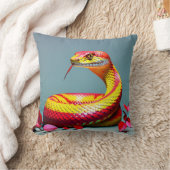 Cobra-Schlange mit lebendiger rot-gelber Waage Kissen (Decke)