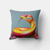 Cobra-Schlange mit lebendiger rot-gelber Waage Kissen (Rückseite)