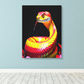 Cobra-Schlange mit lebendiger rot-gelber Waage Leinwanddruck (Insitu (Holzboden))