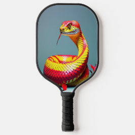 Cobra-Schlange mit lebendiger rot-gelber Waage Pickleball Schläger