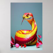 Cobra-Schlange mit lebendiger rot-gelber Waage Poster (Vorne)