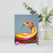 Cobra-Schlange mit lebendiger rot-gelber Waage Postkarte (Stehend Vorderseite)