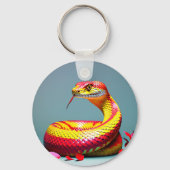 Cobra-Schlange mit lebendiger rot-gelber Waage Schlüsselanhänger (Vorderseite)