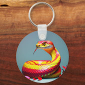 Cobra-Schlange mit lebendiger rot-gelber Waage Schlüsselanhänger (Vorderseite)