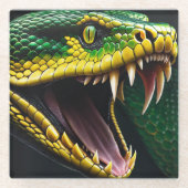 Cobra-Schlange mit lebhaften grünen und gelben Waa Glasuntersetzer (Vorderseite)