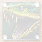 Cobra-Schlange mit lebhaften grünen und gelben Waa Glasuntersetzer (Rückseite)